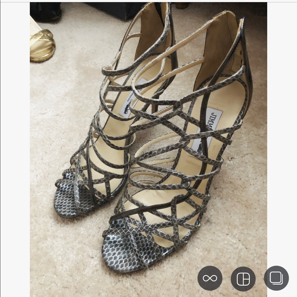 Jimmy Choo Python Strappy Heels, Size 39